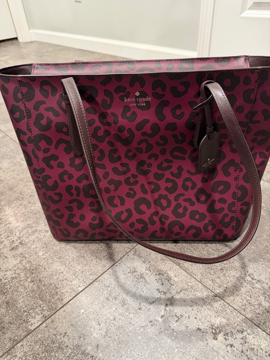 kate spade Handbags - kate spade Burgundy and Black Leopard Tote with Leather Trim